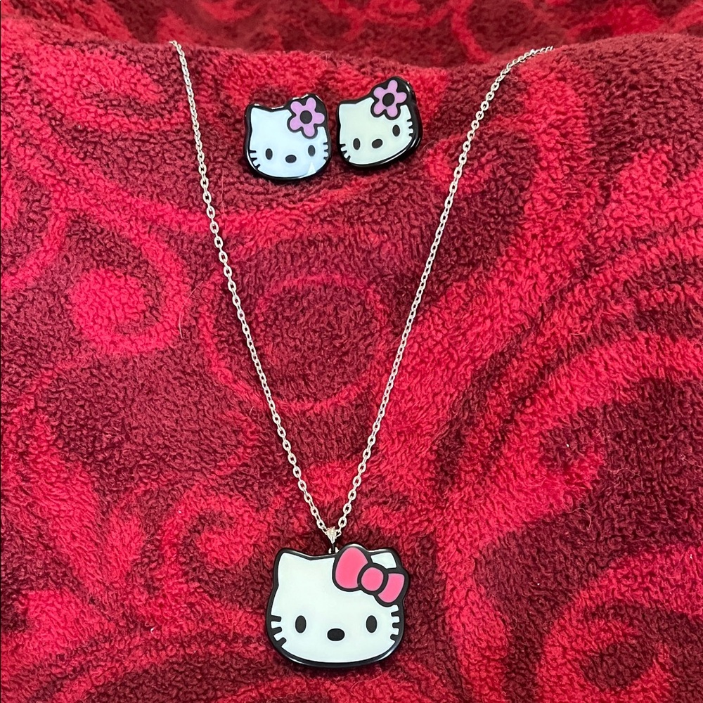 Hello Kitty Necklace and Earrings Set